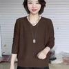 Maglione in Maglia a Maniche Lunghe da Donna Primavera e Autunno Madre Pigra Tinta Unita Ampio Top