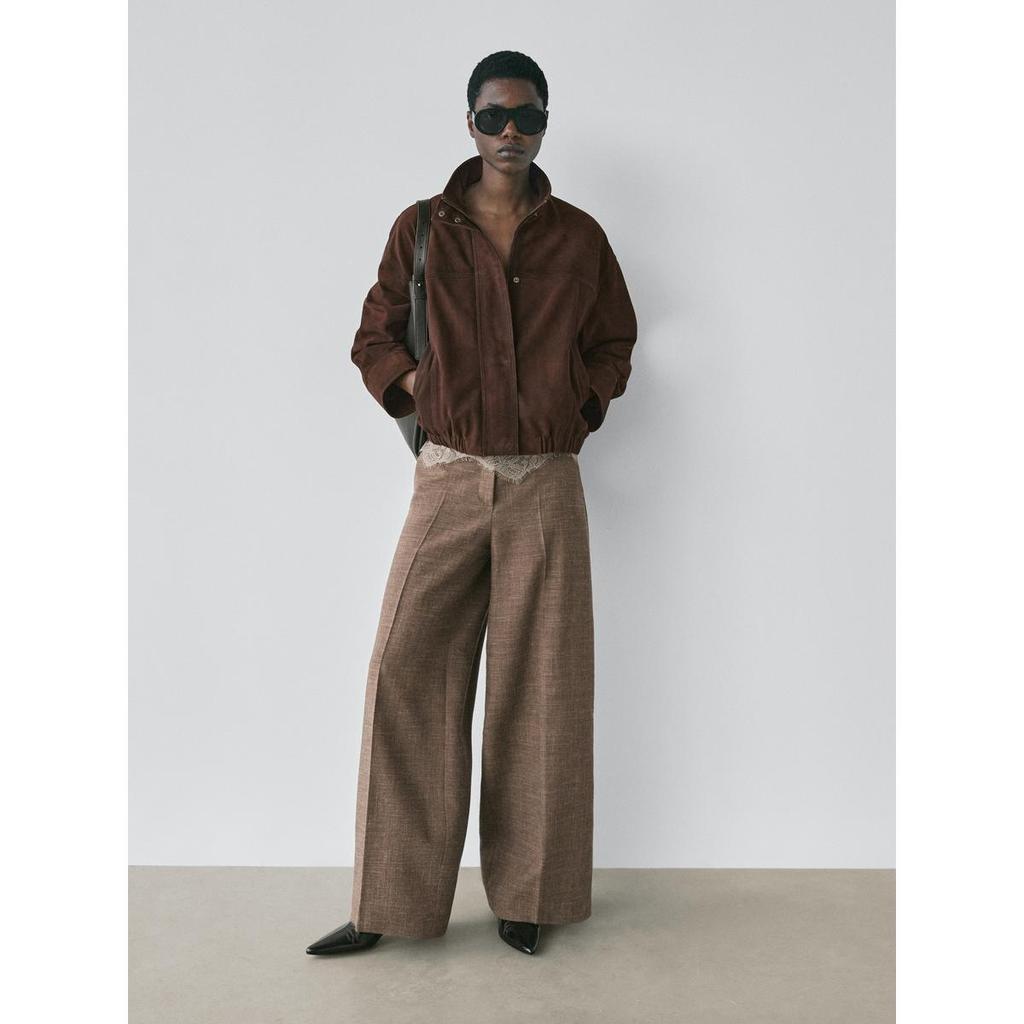 Masimodutti Wool Blend Wide Leg Volume Pants