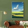 Vintage Japan Feld Natur Landschaft Poster Leinwand Malerei Gras Wolke Bäume Anime Wand Kunst für moderne Wohnzimmer Home Decor