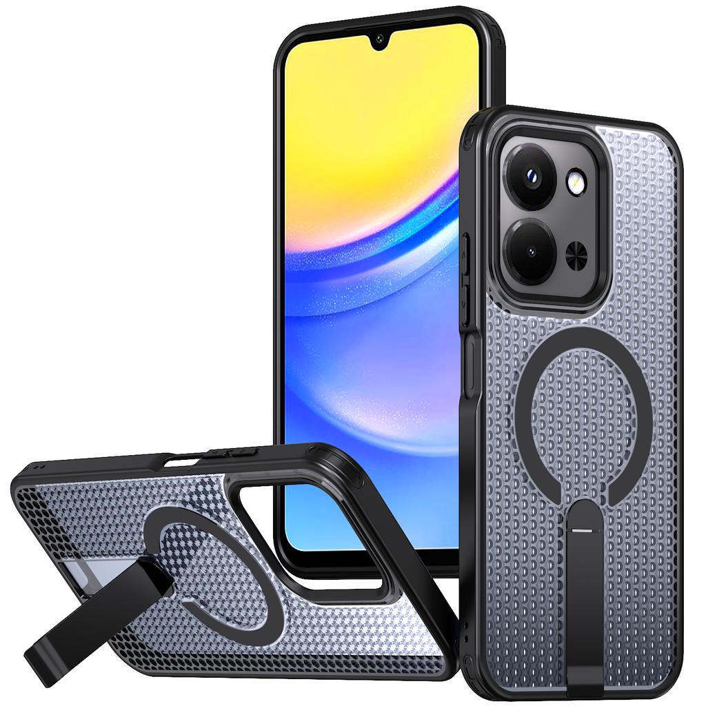 Military Anti-fall Cooling Hole Design Magnetic Case For Xiaomi Poco C85 Redmi 15C 4G 171.6mm 5G 173.2mm Metal Stand Back Cover