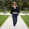 Women's Color Block Half-Zip Turtleneck Knit Sweater Top for Casual Wear