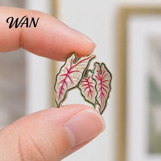 Farbverlauf Brooch Legierung Brooch, Emaille Blatt Design Anstecknadel, Pflanzenliebhaber Abzeichen mit Glatten Linien Pin Helle Farbe, Frischer Stil für Hemden