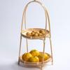 Envious Porcelain Bamboo Handled Basket - Round Handle Tea, Pastry, & Fruit Tray, Creative Multi-Layer Small Basket