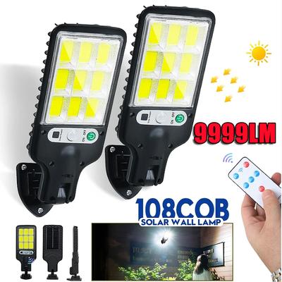 LED Solar Street Lights COB Outdoor Solar Lamp With 3 Light Mode Waterproof Motion Sensor Security Lighting for Garden Patio