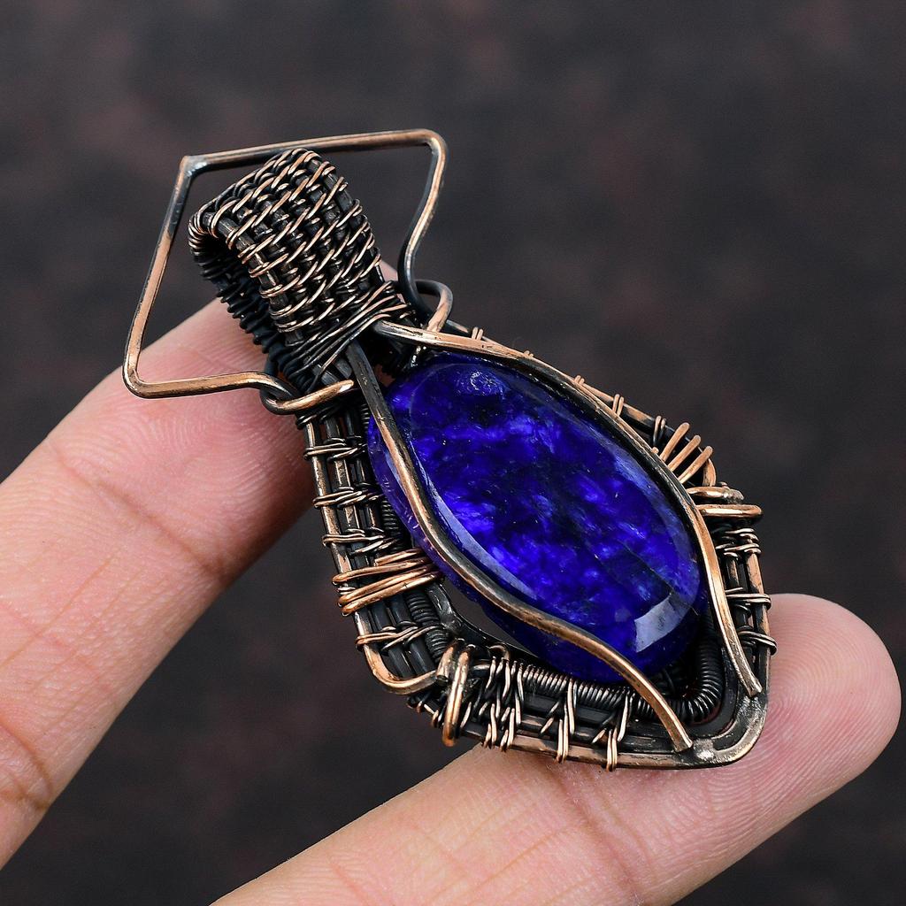 Faceted Blue Sapphire Pendant Copper Wire Wrapped Gemstone Pendant Handmade Pendant Amazing Pendant Copper Wire Wrapped Jewelry Gift For Him