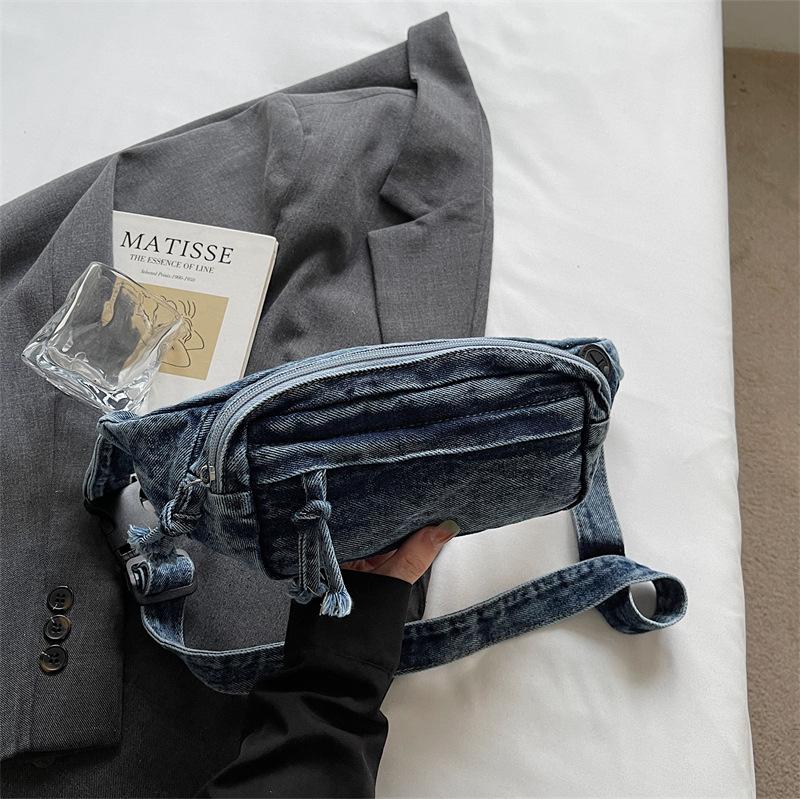 Chest Bag Women's Crossbody Bag Large Capacity Waist Bag Shoulder Bag Denim Mobile Phone Bag