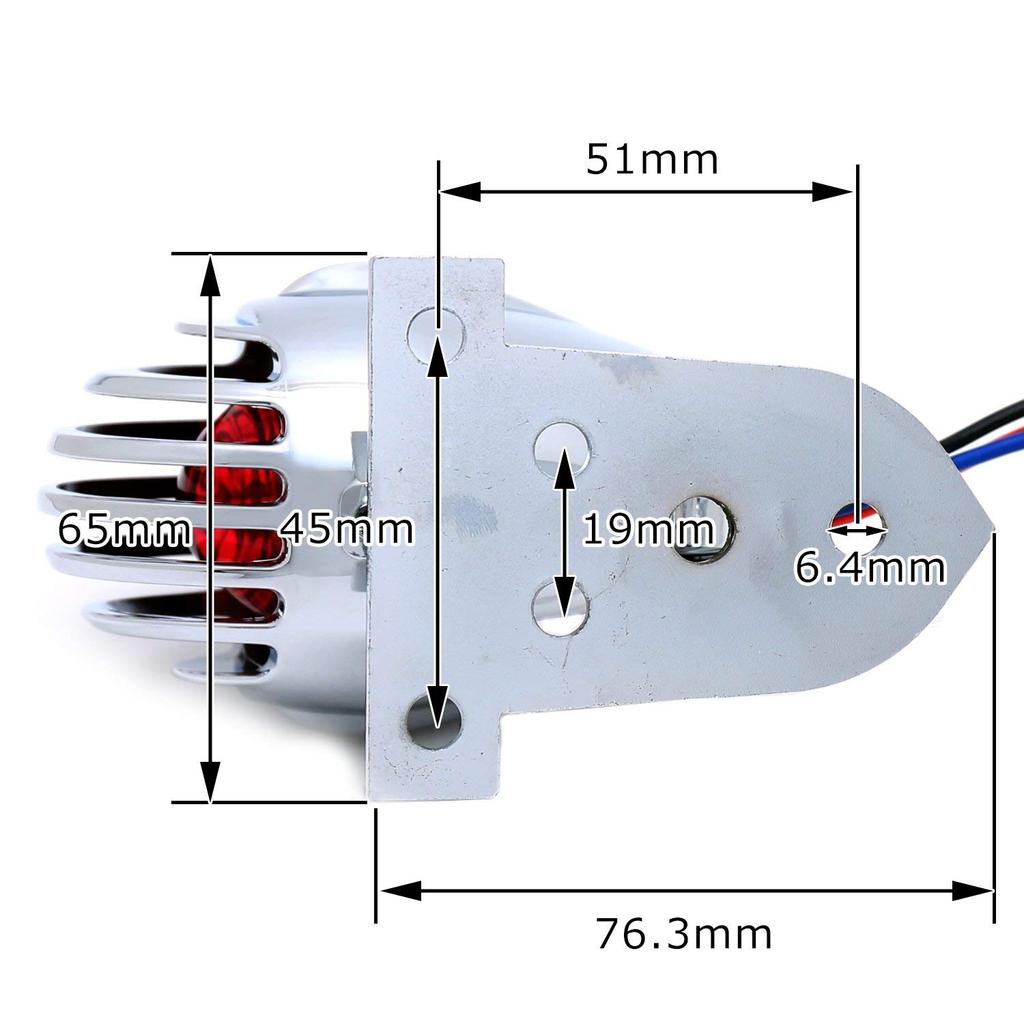 nakira Motorcycle Taillight, Bullet-Shaped, for Magna Shadow SR, TW200, CRF250M, and FTR (NKR1089), Plated Silver