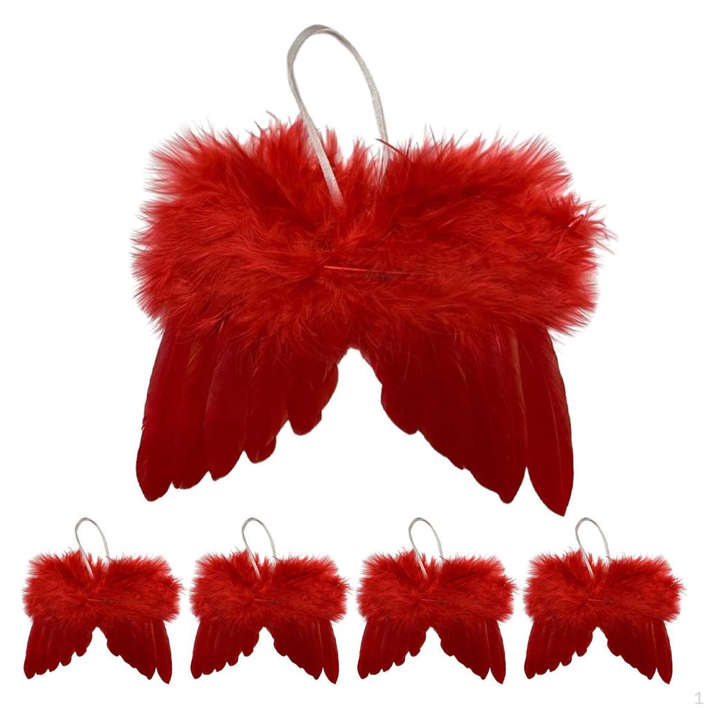 5 Pieces Angel Wing Feather Hanging Wing, Christmas Decorations for Holiday, Party