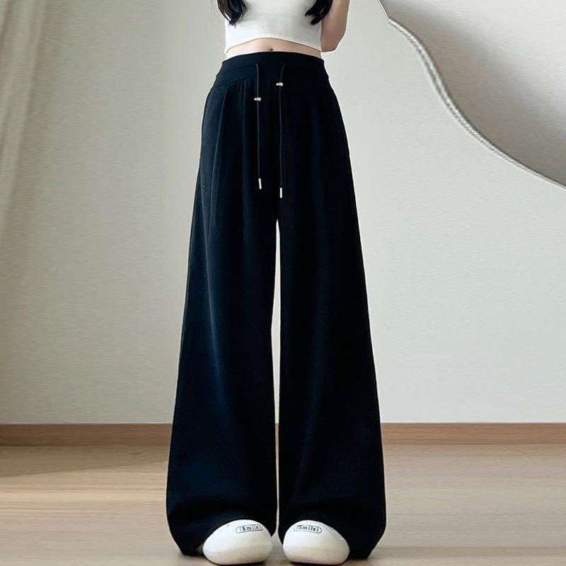 

Korean Style Maternity Patchwork Wide-Leg Pants with Drawstring - 2026 Spring/Autumn Design Extra Large чорний