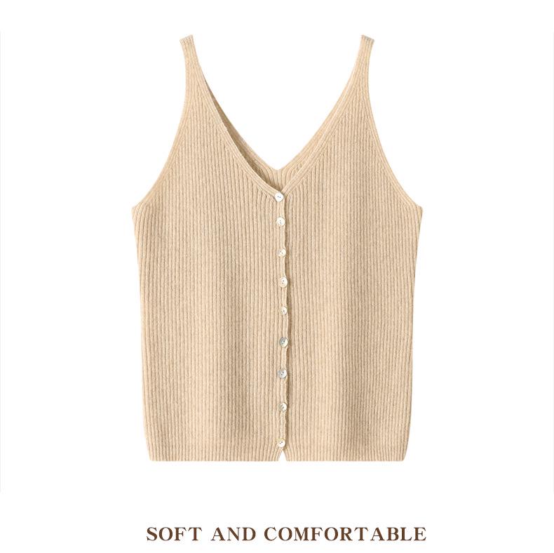 Autumn/Winter Cashmere Camisole Cardigan: Women's Slim-Fit, Versatile, Sleeveless Knitwear