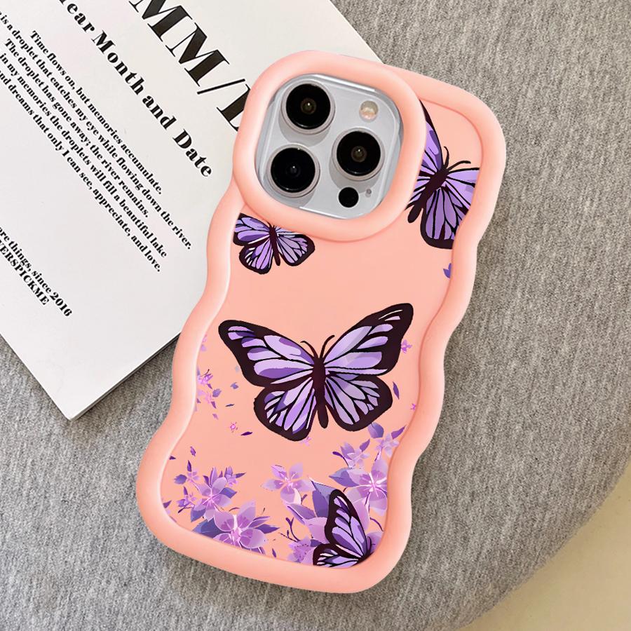 Soft Phone Cover Case for iPhone 11 13 16 Pro Max 14 17 Air XR 12 15 Plus 8 INS Retro Butterfly