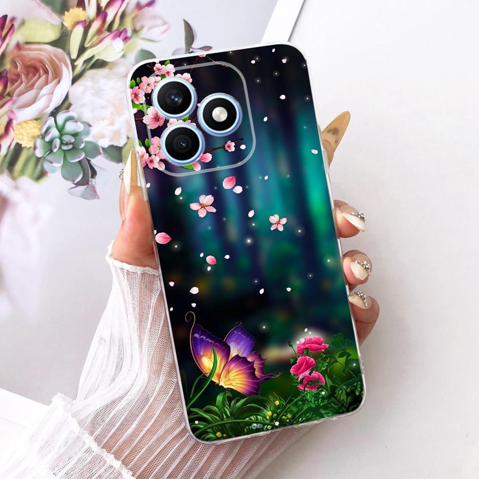 For Honor X8d 4G Case Cute Cat Luxury Flowers Painted Cover Soft Slim Phone Case For Honor X8d X 8d HonorX8d 4G Back Cover Coque