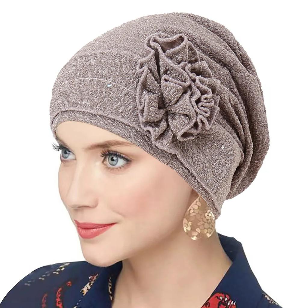 2025 New Muslim Fashion Flowers Turban Cap Women Hijab Islamic Chemo Cap Head Scarf Ladies Head Wrap Cover Hijab Scarf