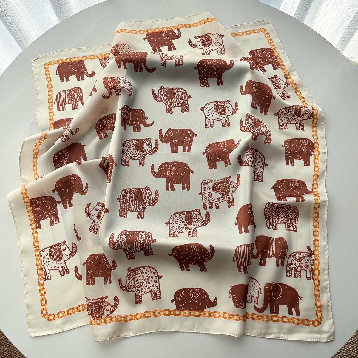 Women Square Scarf Silk Imitation Animal Print Neckerchief Bandana Lady Shawl Scarves Wrap Head Hair Band Ties