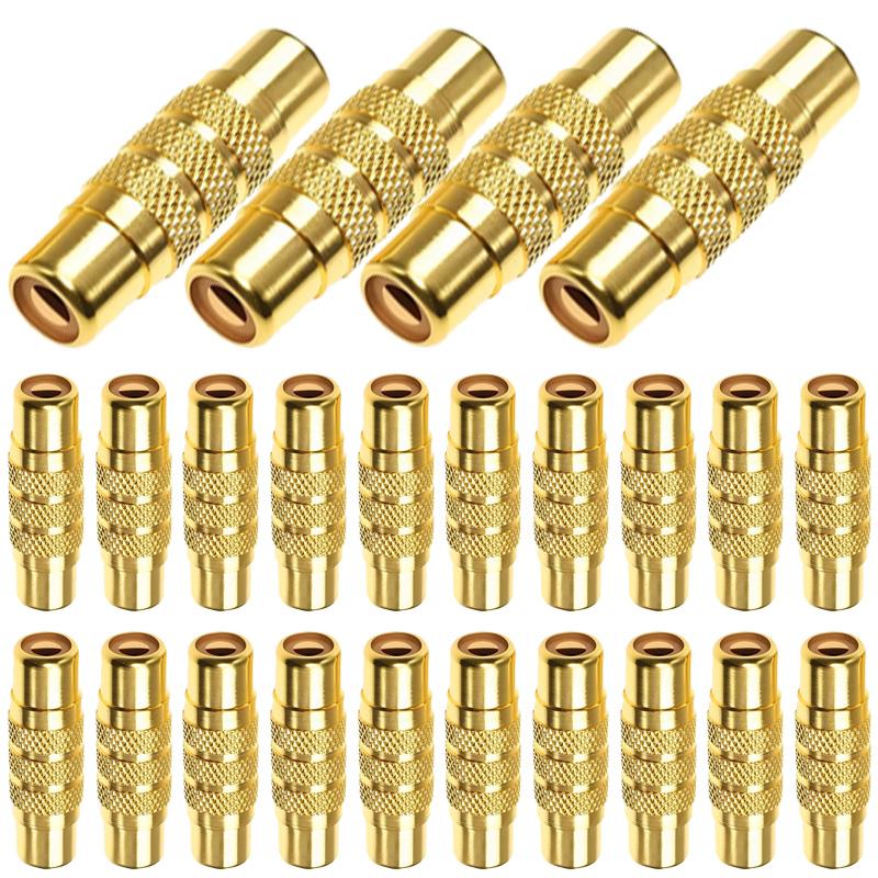 5/20/100Pcs RCA Connector Gold Plated Female To Female Plug Socket RCA Coupler for Audio Video Speaker