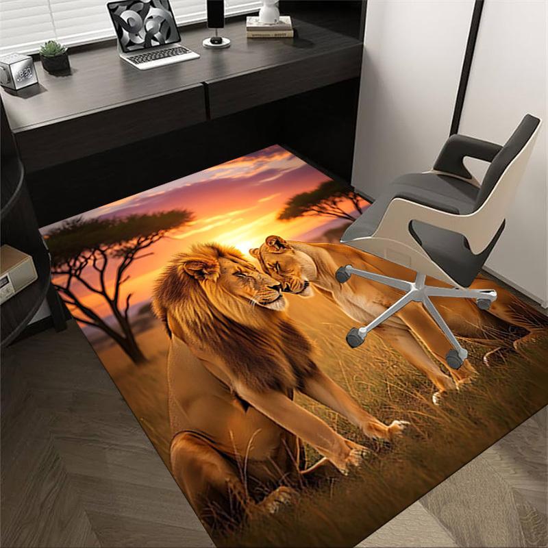 1PC Lioness Lion Non-Slip Floor Carpet Compatible for Office&Living Room&Dining room - Flat-Weave Machine- Soft & Pattern-E316