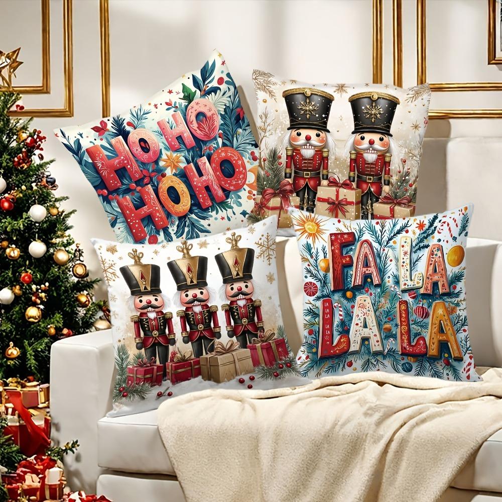 Christmas Nutcracker and Ho Ho Ho/Fa La La Pattern Decorative Pillowcases Sofa room cushion cover home decoration new year gift