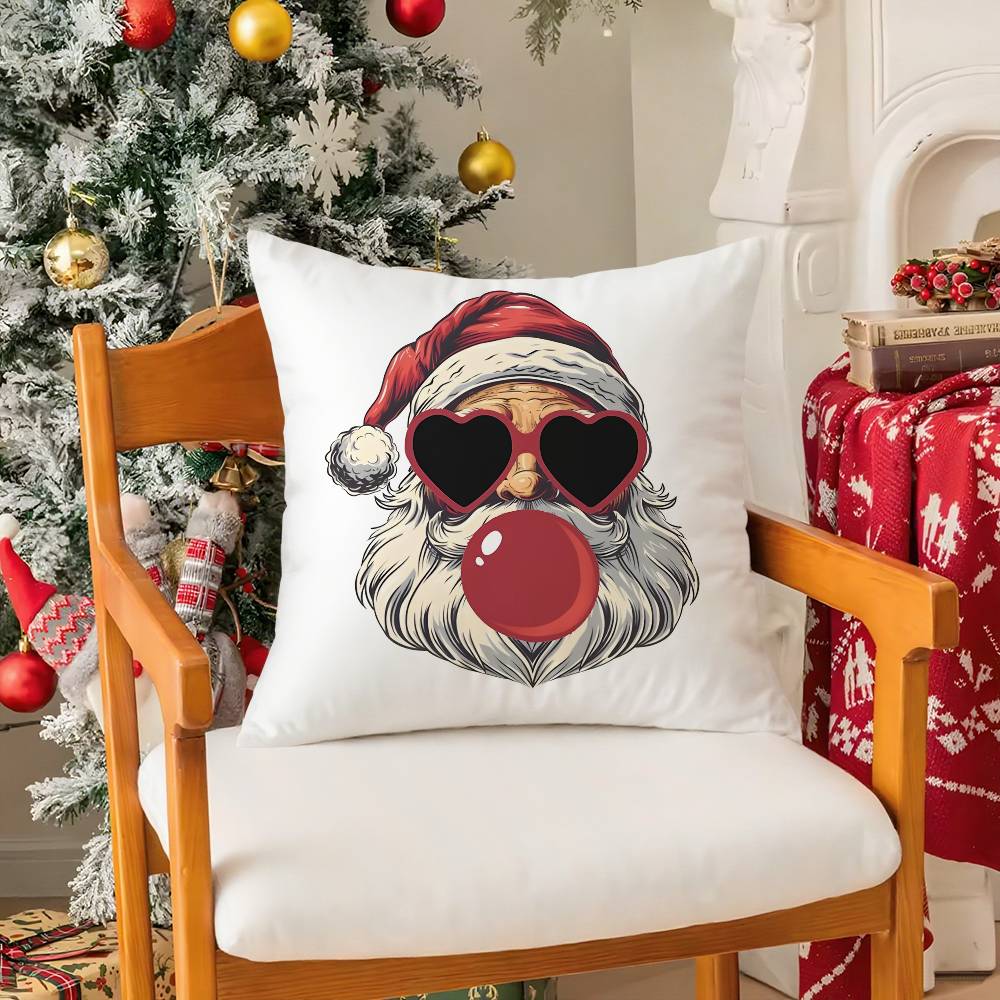Merry Christmas Pillow Case Holiday Happy Atmosphere Short Plush Double-sided Printing Home Cushion Cover