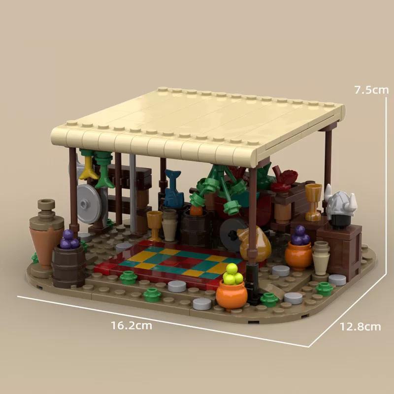 MOC Notice Board Building Block Set Bee Farm Fountain Bonfire Stove Medieval Town Street View Water Wall Bridge Road Sign Brick Toy