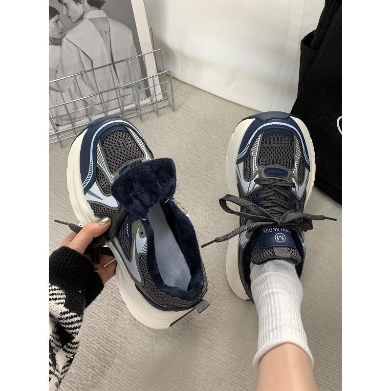 Winter new thick-soled velvet dad shoes sports running women's shoes 33861