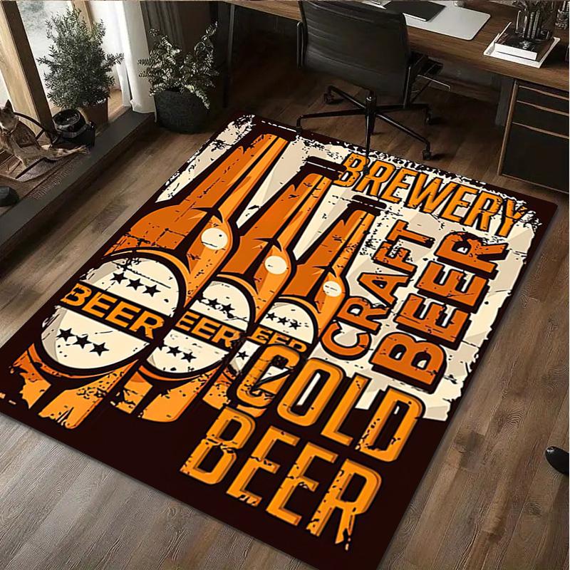 1Pc Beer Print Rug - Home Decoration Carpet For Living Room Bedroom Flooring Computer Chair Area Rug