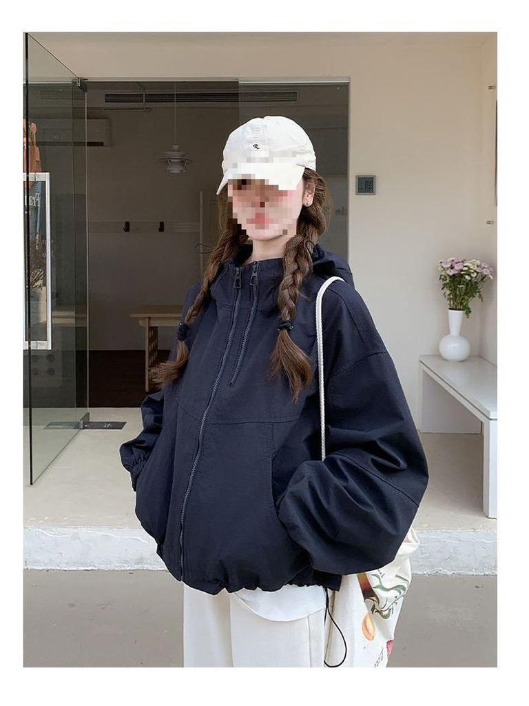 Trendy Petite Beige Women's Windbreaker - 2025 Spring Korean Style Jacket