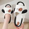 Linen Slippers Cute Puppy Cotton and Linen Four-season Slippers Couple Soft Bottom Non-slip Sweat-absorbing Slippers