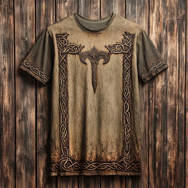 Vintage Men's T-Shirt Artistic Totem Pattern Print Short Sleeve Summer Outdoor Casual Plus Size Tees Top Women Clothing