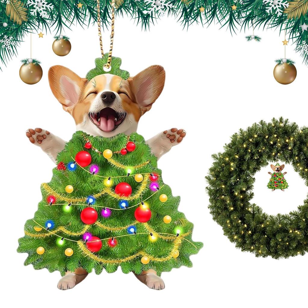 Acrylic Christmas Dog Pendant Home Tree Window Hanging Decor Gift Christmas Tree Ornament Party Supplies Home Decor Kids Gift