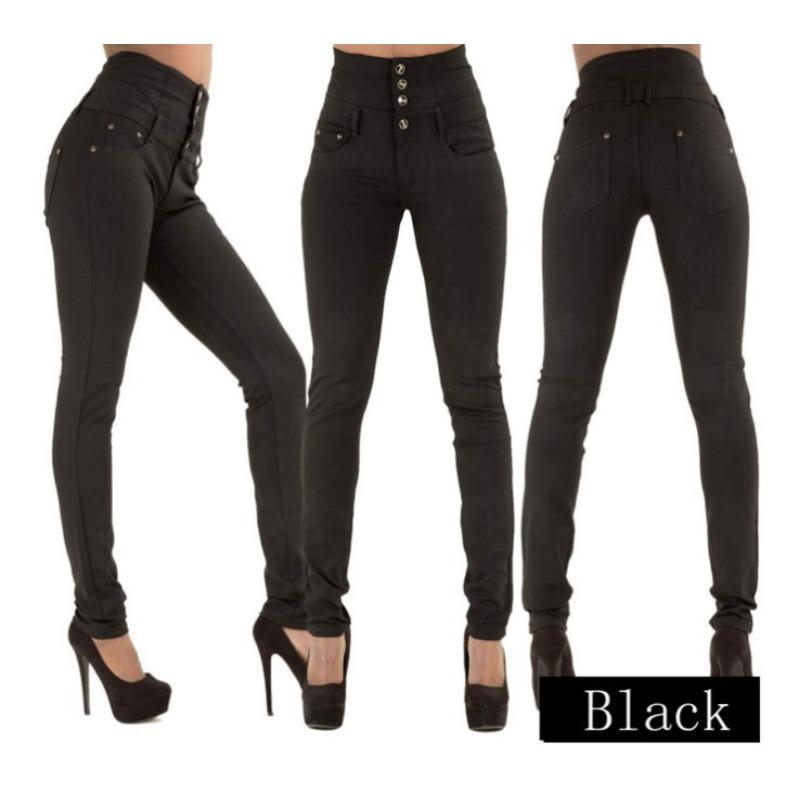 High Waisted Button Down Pencil Jeans