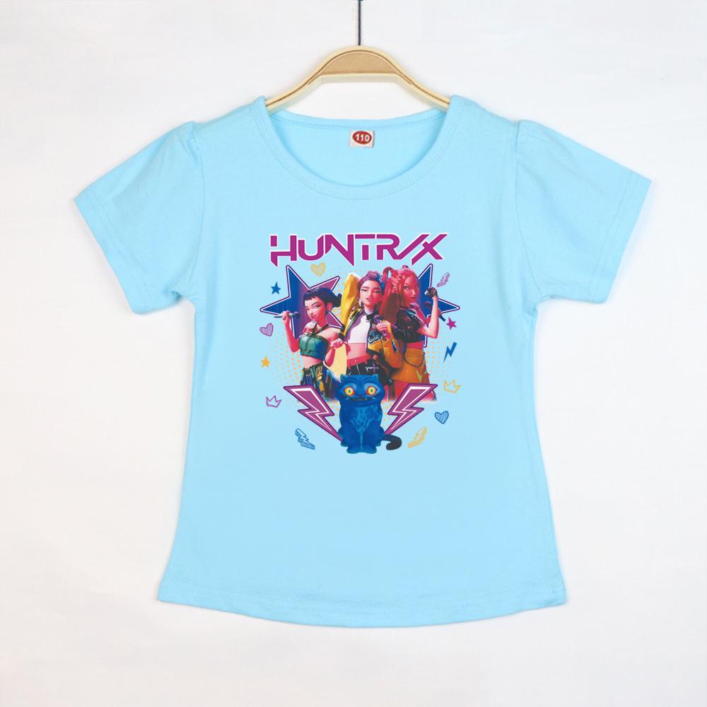 New T-shirt Anime Kpop Witch Hunting Group Printing Children T-shirt Fashion Casual Cartoon T-shirt Girls Children's Clothing