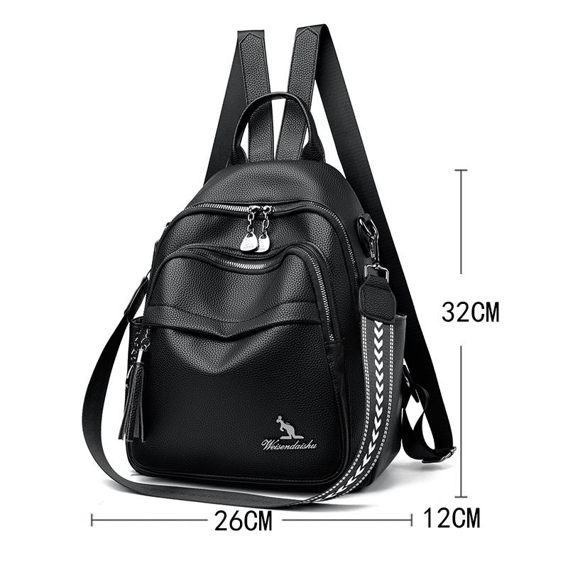 Plecak z frędzlami Damski plecak z miękkiej skóry Retro torba podróżna