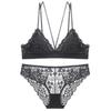 French Sexy Triangle Cup Women's Bra Thin Strap Lace Underwear Insertable No Steel Rim Bra