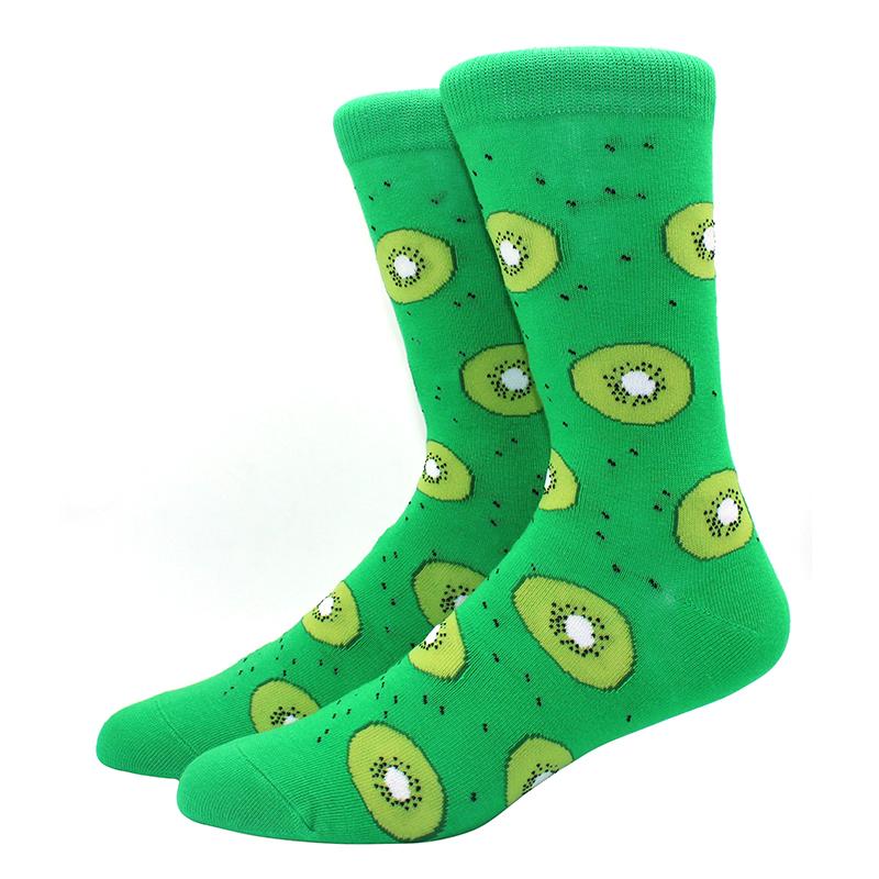 1 Pair of  Fun Men Socks Casual Cartoon Fruit Banana Flamingo Lemon Egg Sloth Pizza Happy Harajuku Skateboard Socks