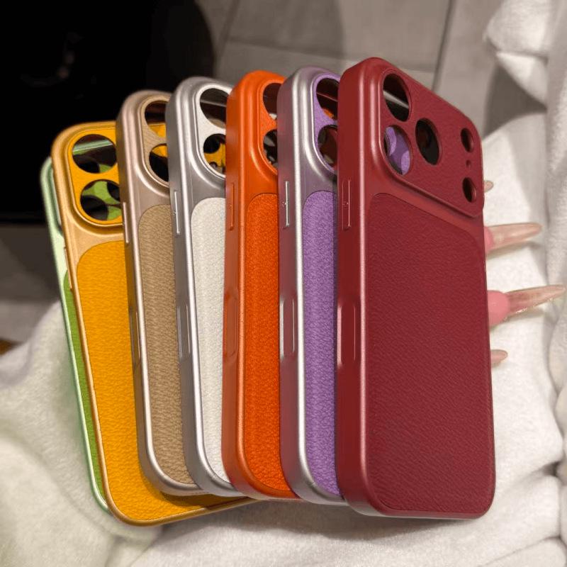 Jesienno-zimowe etui na telefon o fakturze liczi do iPhone 17 Pro Max, 16 i 15