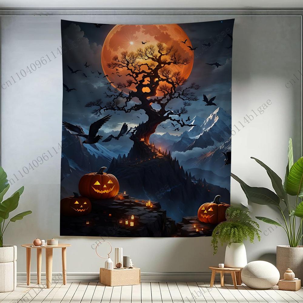 

Halloween Black Cat Tapestry Autumn Whimsy Room Decor Eerie Halloween Night Wall Decor Halloween Theme Party Decoration 74x94cm(29x37in)