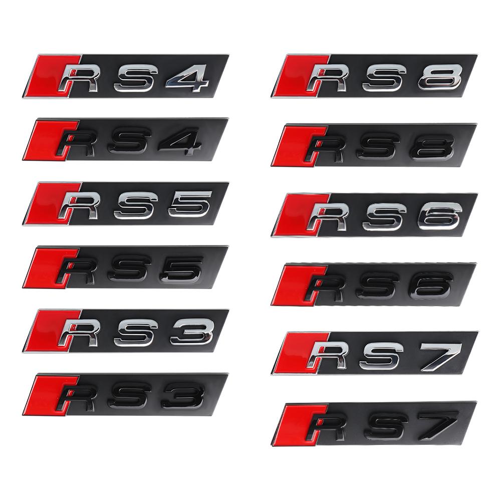 ABS Plastic Car Front Grille Badge Logo For Audi RS4 RS3 RS5 RS6 RS7 RS8 Exterior Modification Accessories Decoration Stickers