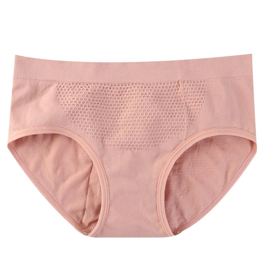 3-Pack Women’s Breathable Cotton Panties Honeycomb Weave Seamless Soft Underwear Gray Pink Nude