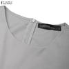 ZANZEA Abito Lungo Casual da Donna Girocollo Manica Corta Tinta Unita