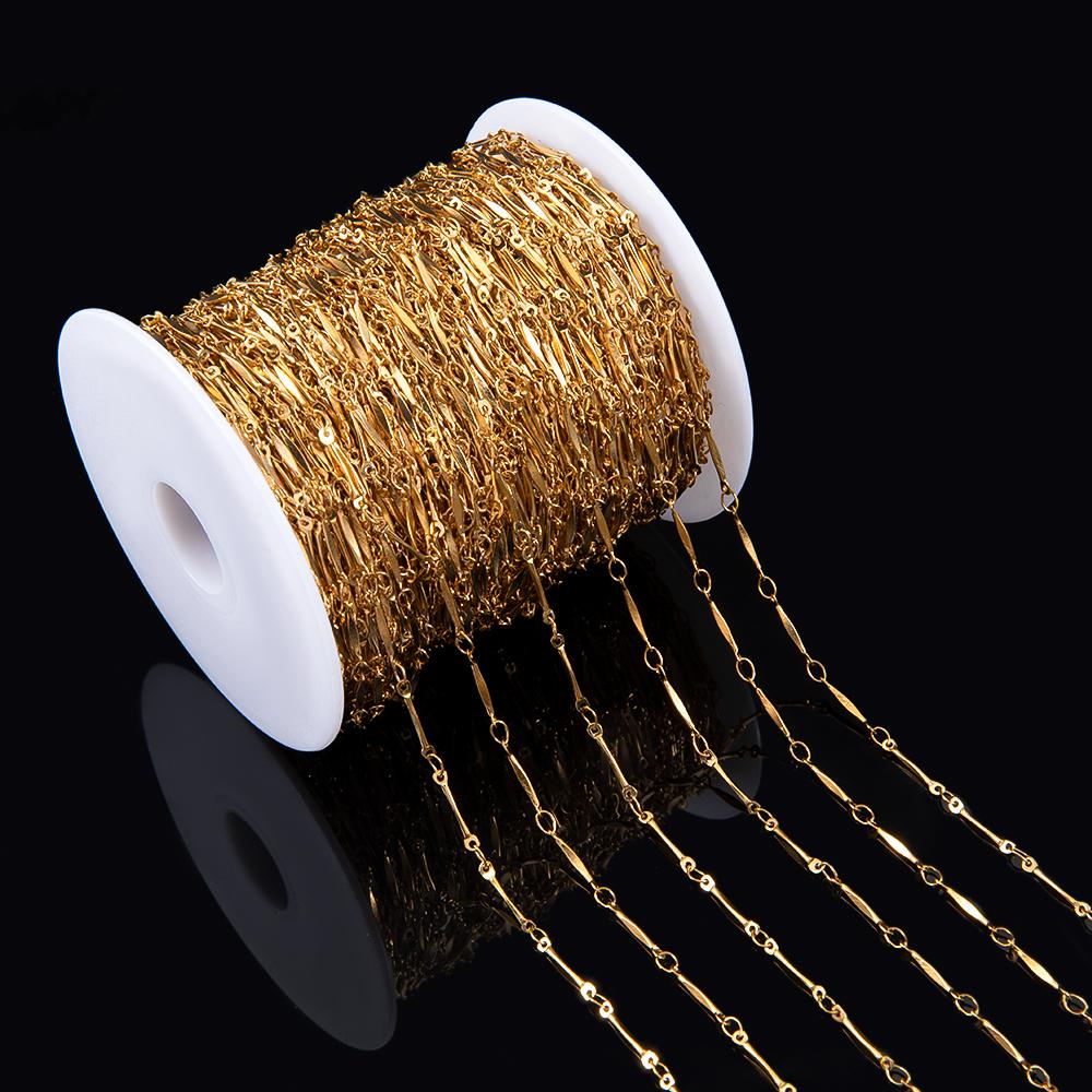 No Fade 1Meter Stainless Steel Gold & Silver Color Twist Stick Link Chain Bulk Chains for DIY Necklace Bracelet Jewelry Making