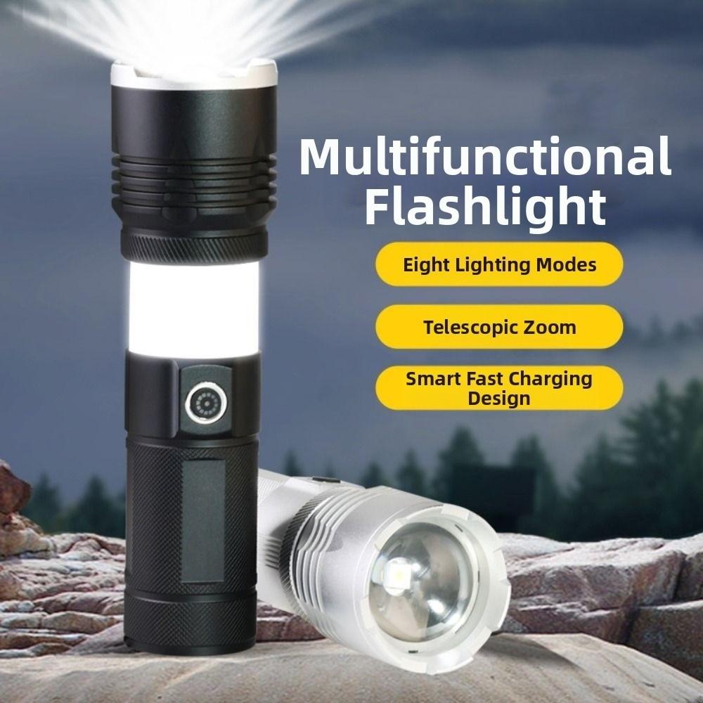 Strong Light Aluminum Zinc Zinc Alloy Flashlight USB Rechargeable LED Pocket Flashlights  Emergency Use