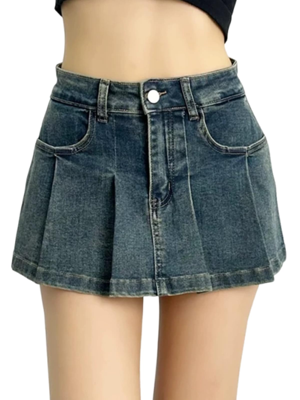 

Синие джинсовые кюлоты Корейские Мини Идеально для Продукта 12F523 Юбка, Стиль, Стильный, Милый, Повседневный, А-силуэт, Длина, Женщины, Номер синий