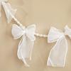 Elegant White Organza Ribbon and Pearl Garland, Wedding Party Decor, Bridal Shower Hanging Garland with Bows, Home Decor Banner
