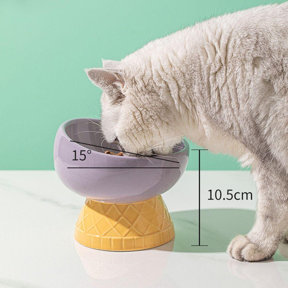 Oblique Mouth Cat Drinking Bowl Anti Overturning Raised Cat Bowl Ceramic Pet Bowl  Pet Feeding