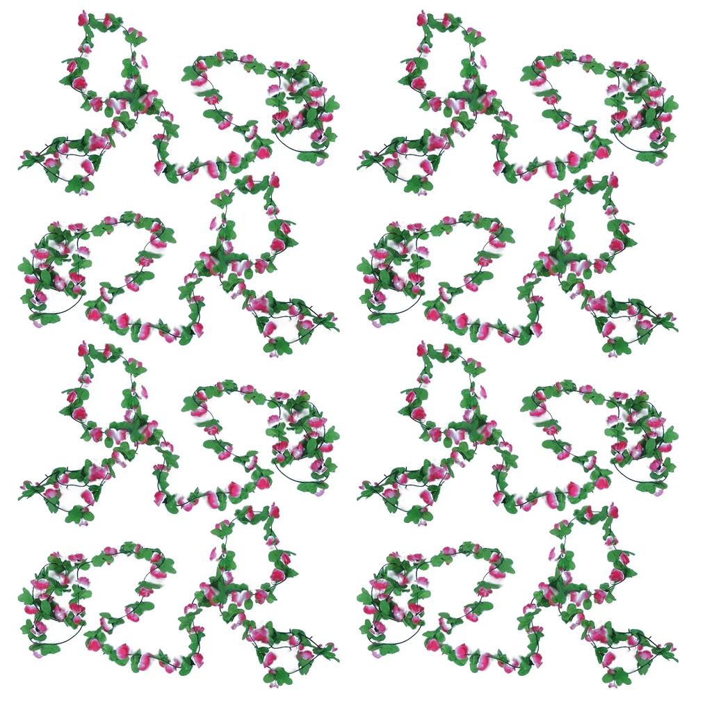 40 Heads Simulated Rose Flower Vine Hedge Living Room Wedding Decoration Wall Hanging Simulated Flowers Rattan 8pcs 230cm