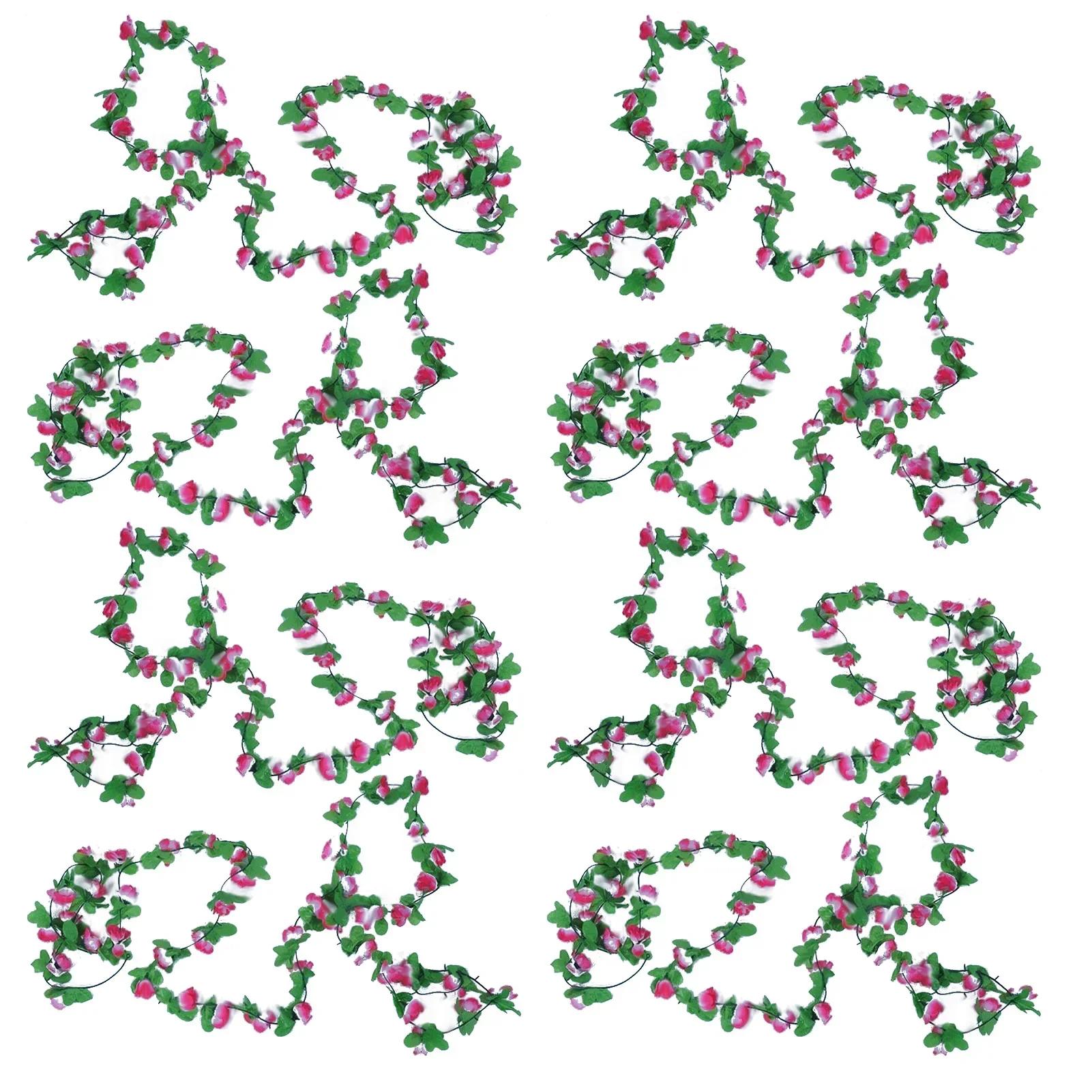 

40 голов Искусственная Роза Цветок Лоза Изгородь Гостиная Свадебное Украшение Настенное Искусственные Цветы Ротанг 8 шт 230 см розовый