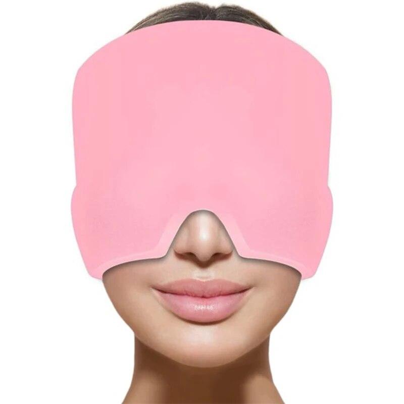 Ishette Hode Ansikt Omgivende Avslappingsmassasje Søvn Øyemaske Svart Rosa Gel Kald og varm maske