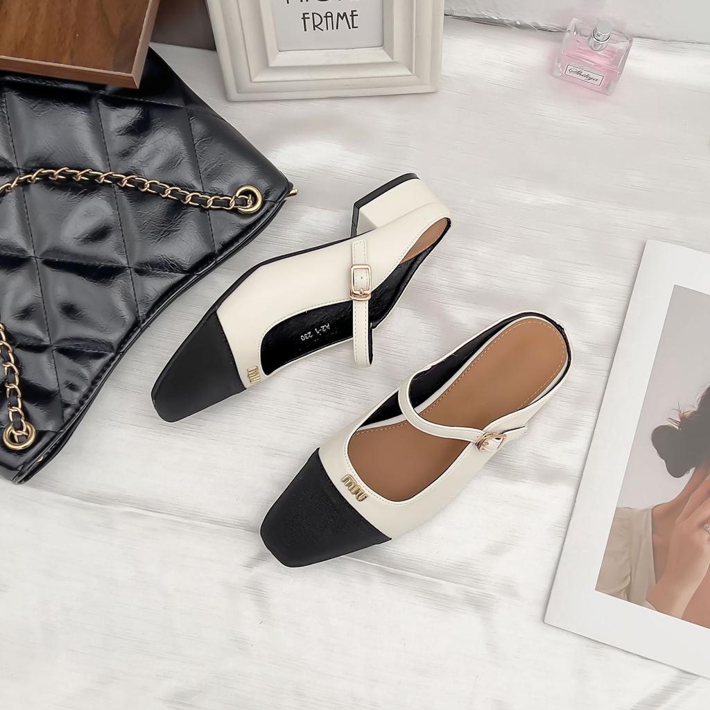 Grape Mother Summer New High-heeled Muller Shoes Women Wear High-end Fashion Bag Head Half Drag Single Shoes Women Versatile