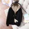 Plus Size Women's Fleece Lined Hooded Jacket & Sportswear Set - Autumn/Winter Korean Style
