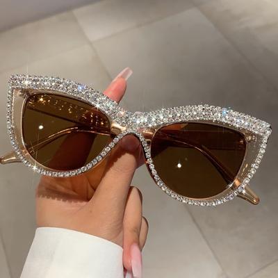 Vintage sluneční brýle kočičí oko s kamínky Nové Stylové dámské odstíny Ins Trendy Ručně vyráběná Značková Designová Oční Optika
